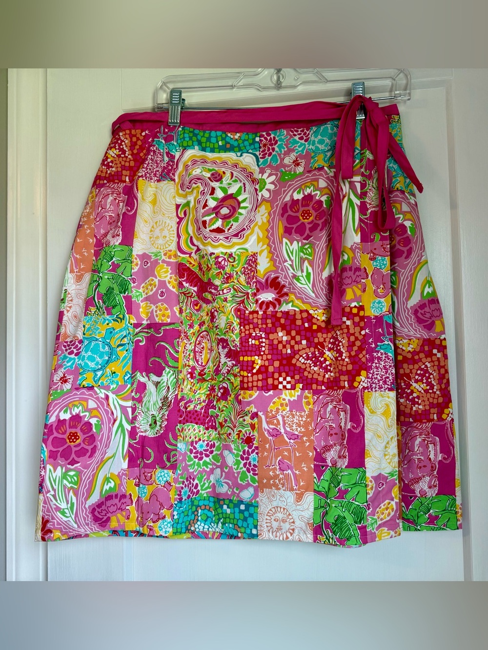 Reversible Patchwork Print A-Line Wrap Skirt